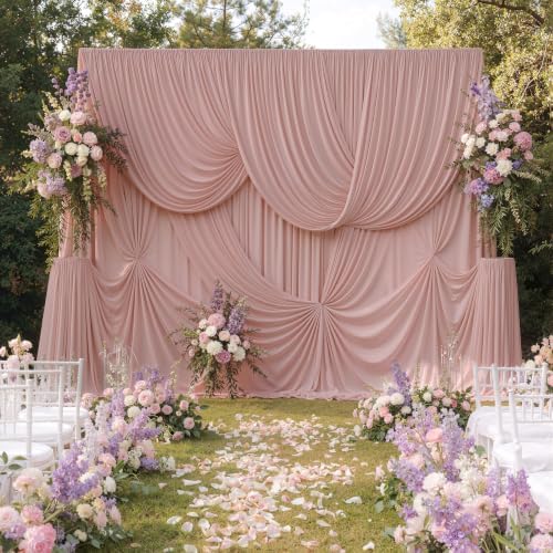 10ftx15ft Dusty Pink Backdrop Curtains for Parties, Wrinkle Free Polyester Dusty Pink Photo Backdrop Drapes 2, alternate view