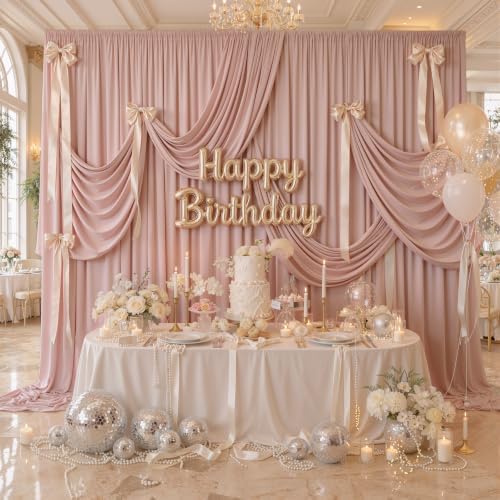 10ftx15ft Dusty Pink Backdrop Curtains for Parties, Wrinkle Free Polyester Dusty Pink Photo Backdrop Drapes 2, alternate view