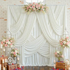 10ftx15ft Ivory Backdrop Curtains for Parties, Wrinkle Free Polyester Ivory Photo Backdrop Drapes 2 Panels 15 ft