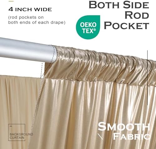 10ftx40ft Champagne Gold Ceiling Curtain for Wedding Parties, alternate view 3