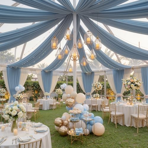 10ftx40ft Dusty Blue Ceiling Curtain for Wedding Parties, alternate view 5