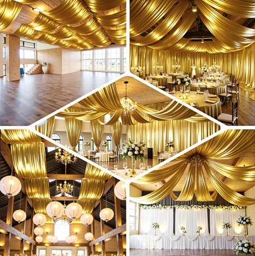 10ftx40ft Gold Ceiling Curtain for Wedding Parties, alternate view 5