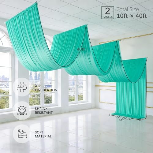 10ftx40ft Mint Green Ceiling Curtain for Wedding Parties, alternate view 4