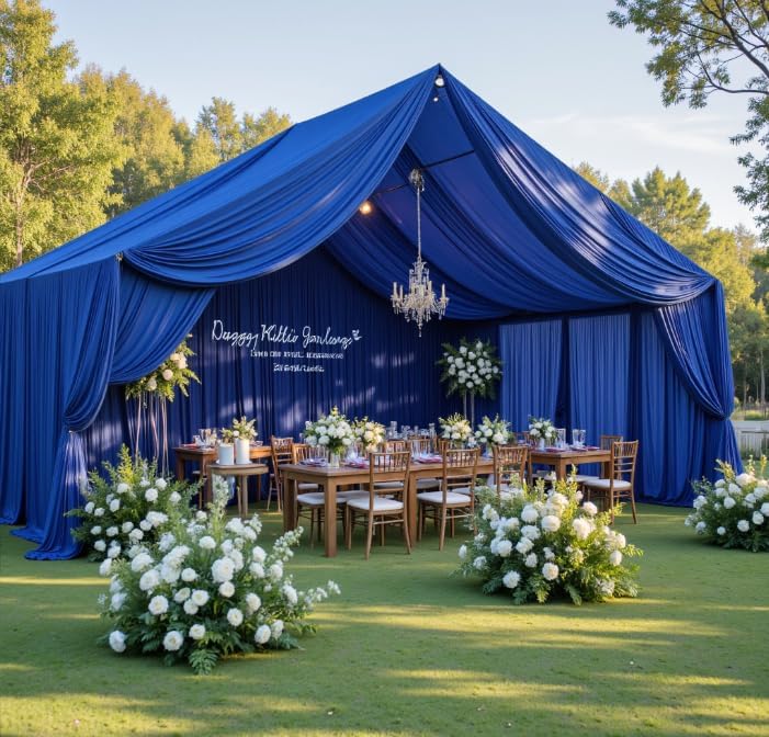 10ftx40ft Royal Blue Ceiling Curtain for Wedding Parties