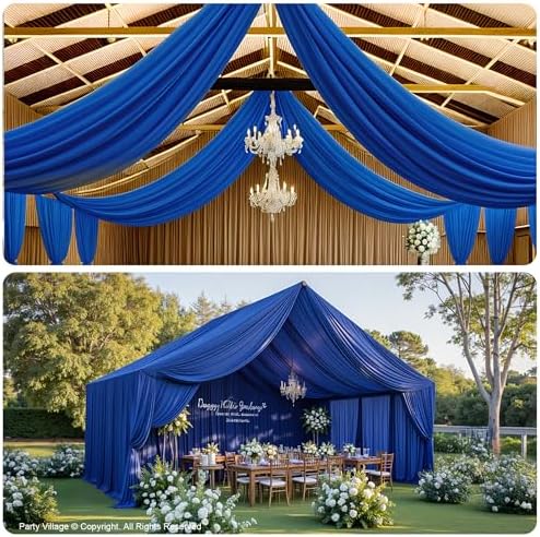10ftx40ft Royal Blue Ceiling Curtain for Wedding Parties, alternate view 3