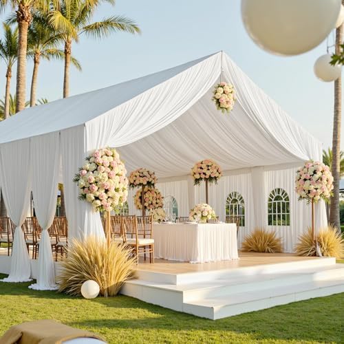 10ftx40ft White Ceiling Curtain for Wedding Parties