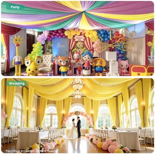 10ftx40ft Yellow Ceiling Curtain for Wedding Parties, alternate view 5