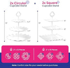 10Pc Dessert Table Display Set, 3 Tiered Cupcake Stand & Cake Stands in White, alternate view 2