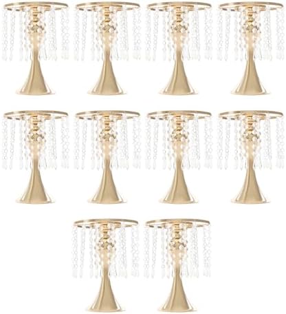 10PCS 10in Height Crystal Flower Stand for for Wedding(Gold, Small) in Small in Gold