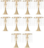 10PCS 10in Height Crystal Flower Stand for for Wedding(Gold, Small) in Small in Gold