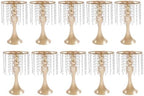 10PCS 13in Height Crystal Flower Stand for for Wedding(Gold, Medium) in Medium in Gold