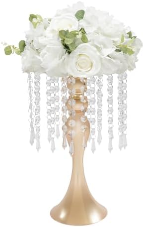 10PCS 13in Height Crystal Flower Stand for for Wedding(Gold, Medium) in Medium in Gold, alternate view 3