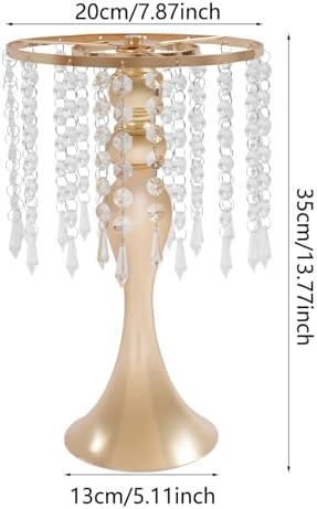 10PCS 13in Height Crystal Flower Stand for for Wedding(Gold, Medium) in Medium in Gold, alternate view 7