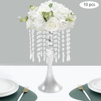 10PCS 13in Height Crystal Flower Stand for for Wedding(Silver, Medium) in Medium in Silver, alternate view 2