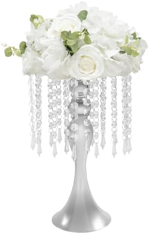 10PCS 13in Height Crystal Flower Stand for for Wedding(Silver, Medium) in Medium in Silver, alternate view 3