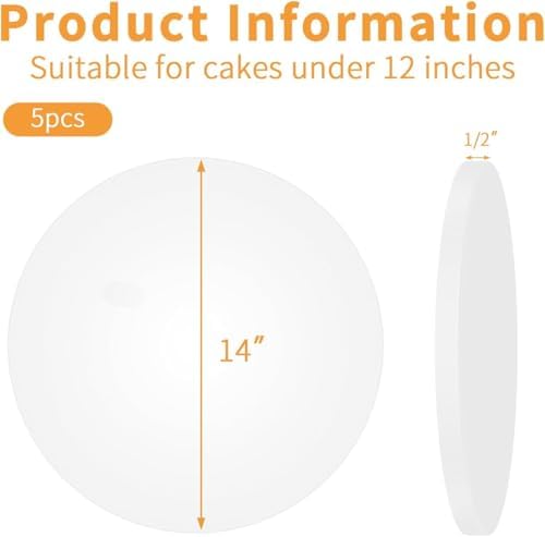 10pcs 14 Inch Cakeboard Round, 1/2 Inch Thick Cake Boards, Bend Resistant & Sturdy White Cake Cardboard for, alternate view 3