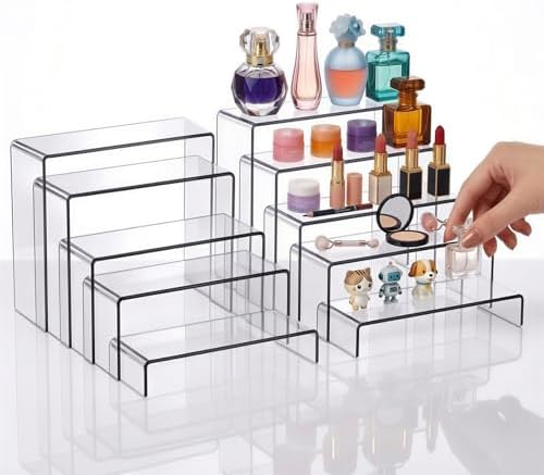 10pcs 2 Set Clear Acrylic Display Risers Large in Large in transparent, alternate view 4