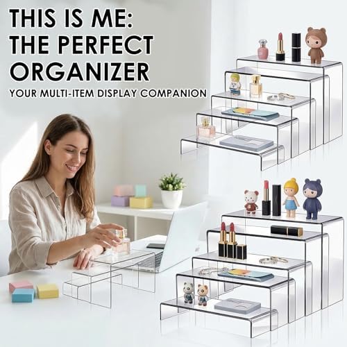 10pcs 2 Set Clear Acrylic Display Risers Large in Large in transparent, alternate view 5