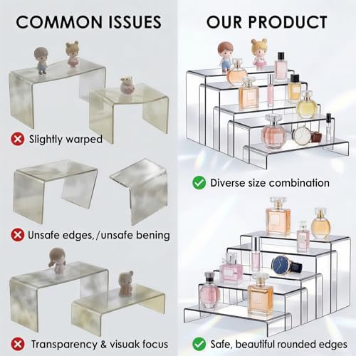 10pcs 2 Set Clear Acrylic Display Risers Large in Large in transparent, alternate view 7