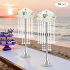 10PCS 22in Metal Luxury Acrylic Crystal Flower Stand(Silver) in Silver, alternate view 2