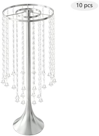 10PCS 22in Metal Luxury Acrylic Crystal Flower Stand(Silver) in Silver, alternate view 5