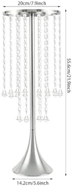 10PCS 22in Metal Luxury Acrylic Crystal Flower Stand(Silver) in Silver, alternate view 7