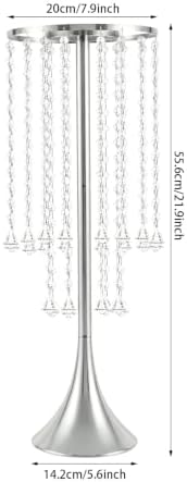 10PCS 22in Metal Luxury Acrylic Crystal Flower Stand(Silver) in Silver, alternate view 7