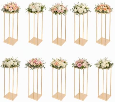 10pcs 23.6in Tall Gold Wedding Cenerpiece Flower Vase (10Pcs-Gold, 23.6in) in 10pcs-gold