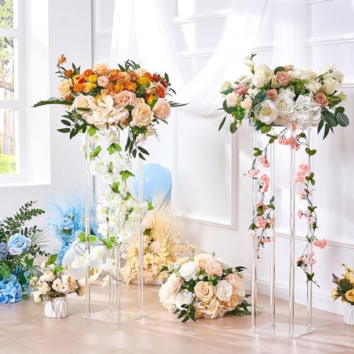 10PCS 23.6inch High Wedding Flower Stand, with Acrylic Laminate for T-Stage Events Reception, Party Decoration, alternate