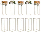 10PCS 31.5inch High Wedding Flower Stand, With Acrylic Laminate, Metal Vase Column Geometric Centerpiece Stands
