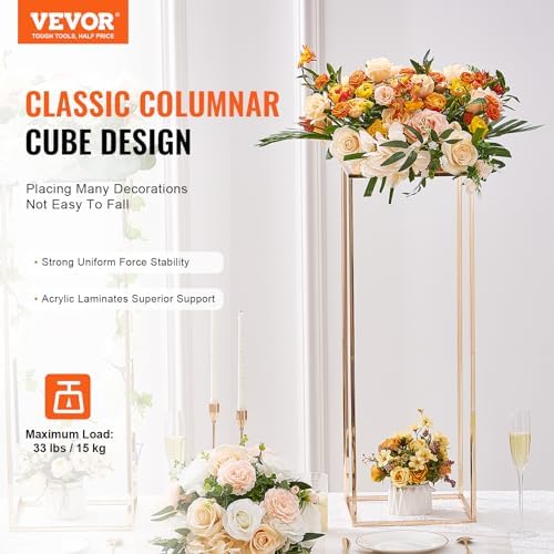 10PCS 31.5inch High Wedding Flower Stand, With Acrylic Laminate, Metal Vase Column Geometric Centerpiece Stands, alternate