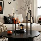 10PCS 39.8'' Black Halloween Candelabra Candle Holder with Acrylic Shades in Black, alternate view 7