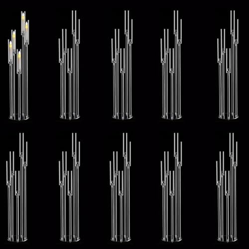10pcs 5-Arm Acrylic Candelabra,45.7 Inches Tall Clear Floor Candle Holders in 8.6"L x 8.6"W x 45.7"H in Clear