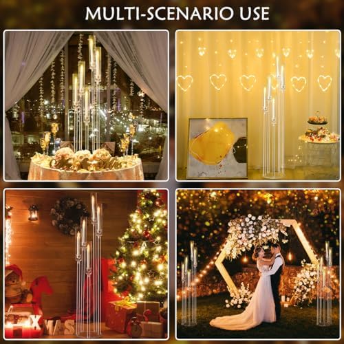 10pcs 5-Arm Acrylic Candelabra,45.7 Inches Tall Clear Floor Candle Holders in 8.6"L x 8.6"W x 45.7"H in Clear, alternate view