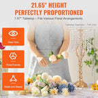 10PCS 55cm/21.65” Tall Crystal Wedding Flower Stand, Metal Wedding Centerpiece Vase, Gold Flower Holders Floral, alternate