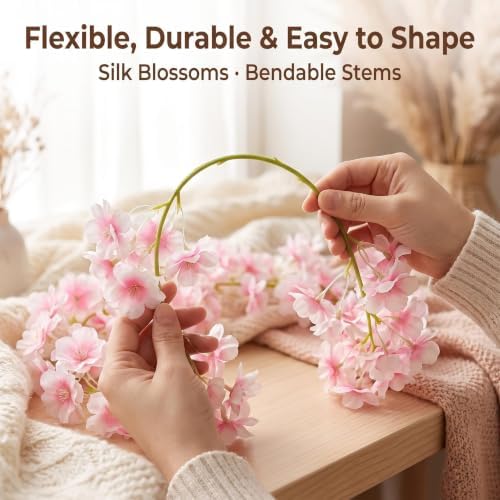 10PCS 59FT Artificial Cherry Blossom Garland, Silk Hanging Vines, alternate view 4