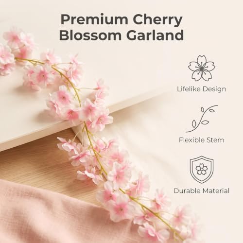 10PCS 59FT Artificial Cherry Blossom Garland, Silk Hanging Vines, alternate view 5