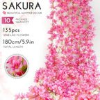10PCS 59FT Artificial Silk Cherry Blossom Garland, Hanging Sakura Flower Vines for Wedding Party Home Arch, alternate view 3