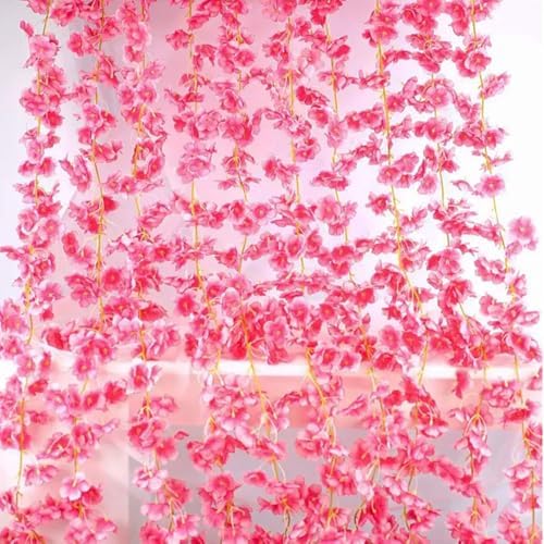 10PCS 59FT Artificial Silk Cherry Blossom Garland, Hanging Sakura Flower Vines for Wedding Party Home Arch, alternate view 6