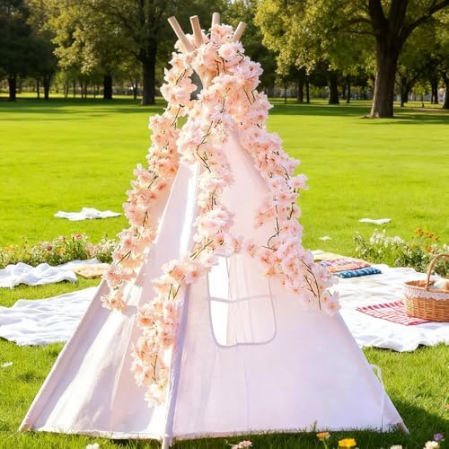 10PCS 59FT Artificial Silk Cherry Blossom Garland, Hanging Sakura Flower Vines for Wedding Party Home Arch, alternate view 2