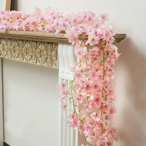 10PCS 59FT Artificial Silk Cherry Blossom Garland, Hanging Sakura Flower Vines for Wedding Party Home Arch, alternate view 5