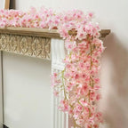 10PCS 59FT Artificial Silk Cherry Blossom Garland, Hanging Sakura Flower Vines for Wedding Party Home Arch, alternate view 5