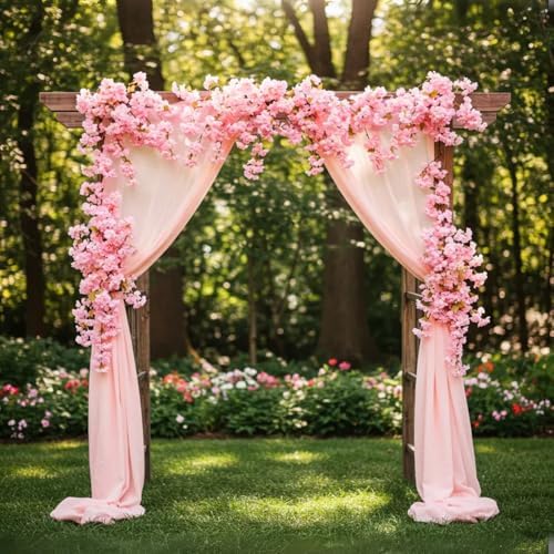 10PCS 59FT Artificial Silk Cherry Blossom Garland, Hanging Sakura Flower Vines for Wedding Party Home Arch, alternate view 2