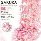 10PCS 59FT Artificial Silk Cherry Blossom Garland, Hanging Sakura Flower Vines for Wedding Party Home Arch, alternate view 3