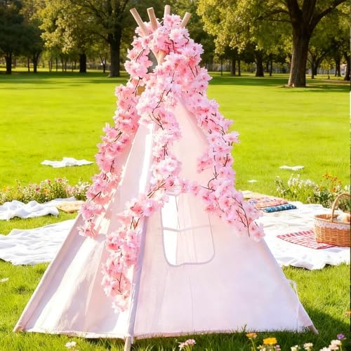 10PCS 59FT Artificial Silk Cherry Blossom Garland, Hanging Sakura Flower Vines for Wedding Party Home Arch, alternate view 5