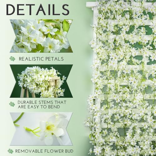 10PCS 59FT Artificial Silk Cherry Blossom Garland, Hanging Sakura Flower Vines for Wedding Party Home Arch, alternate view 4