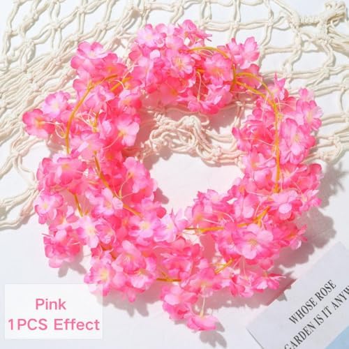 10PCS 59FT Artificial Silk Cherry Blossom Garland, Hanging Sakura Flower Vines for Wedding Party Home Arch, alternate view 2