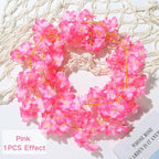 10PCS 59FT Artificial Silk Cherry Blossom Garland, Hanging Sakura Flower Vines for Wedding Party Home Arch, alternate view 2