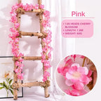 10PCS 59FT Artificial Silk Cherry Blossom Garland, Hanging Sakura Flower Vines for Wedding Party Home Arch, alternate view 3
