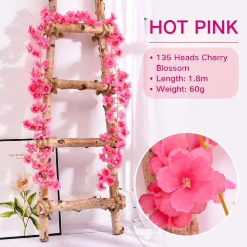 10PCS 59FT Artificial Silk Cherry Blossom Garland, Hanging Sakura Flower Vines for Wedding Party Home Arch, alternate view 3